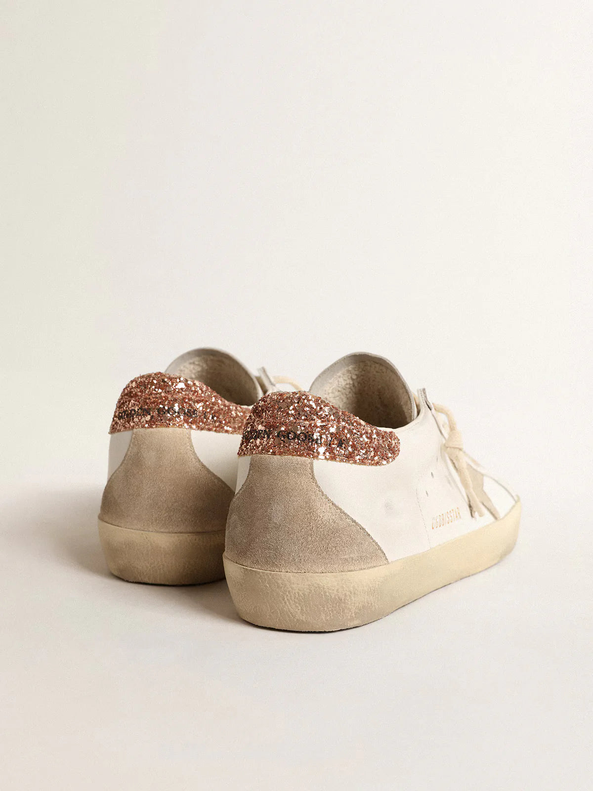 Super-Star avec étoile en daim et contrefort à paillettes rose pêche