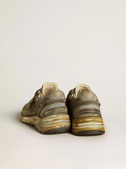 Dad-Star en daim et en nylon avec étoile et contrefort en cuir kaki