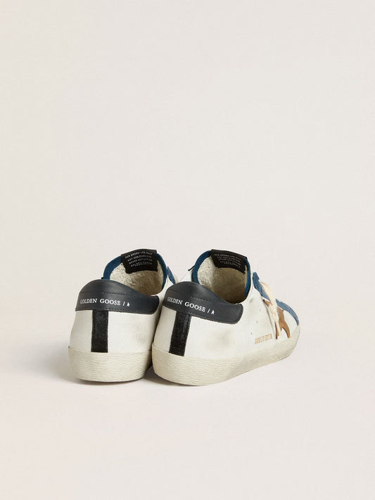 Super-Star LTD homme avec étoile en cuir croco tabac et contrefort en cuir noir