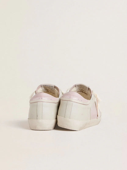 Super-Star LTD en cuir rose avec étoile en cuir lamé argenté et contrefort en cuir rose